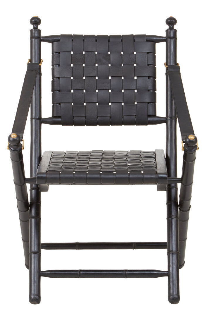 Lucent Dining Chair – Black Leather & Teak Wood