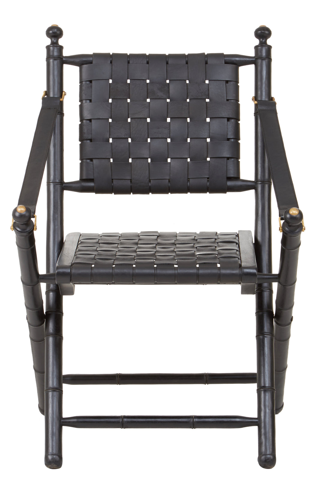 Kendari Black Strapped Leather & Teak Chair