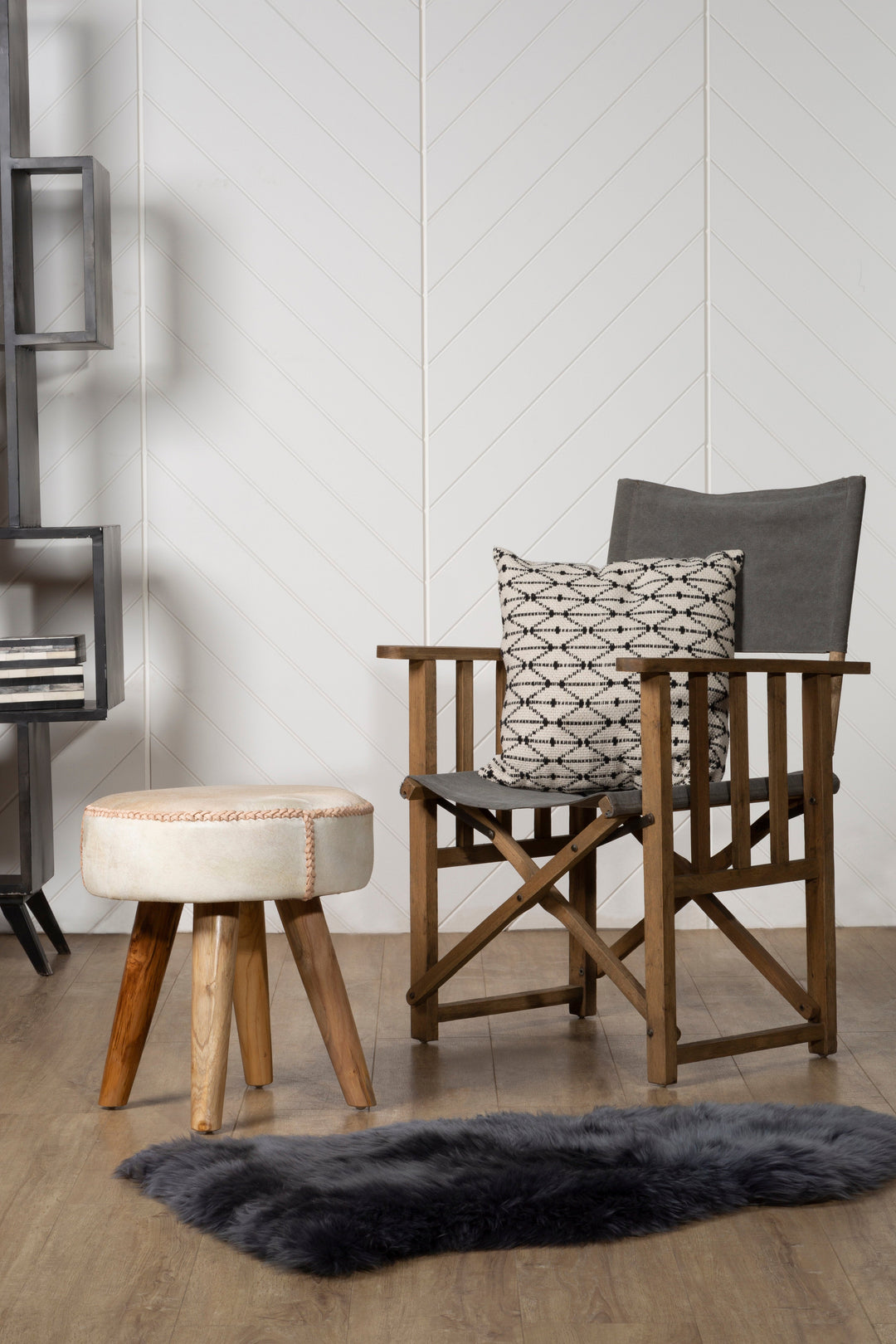 Hugh Grey Linen Director’s Chair