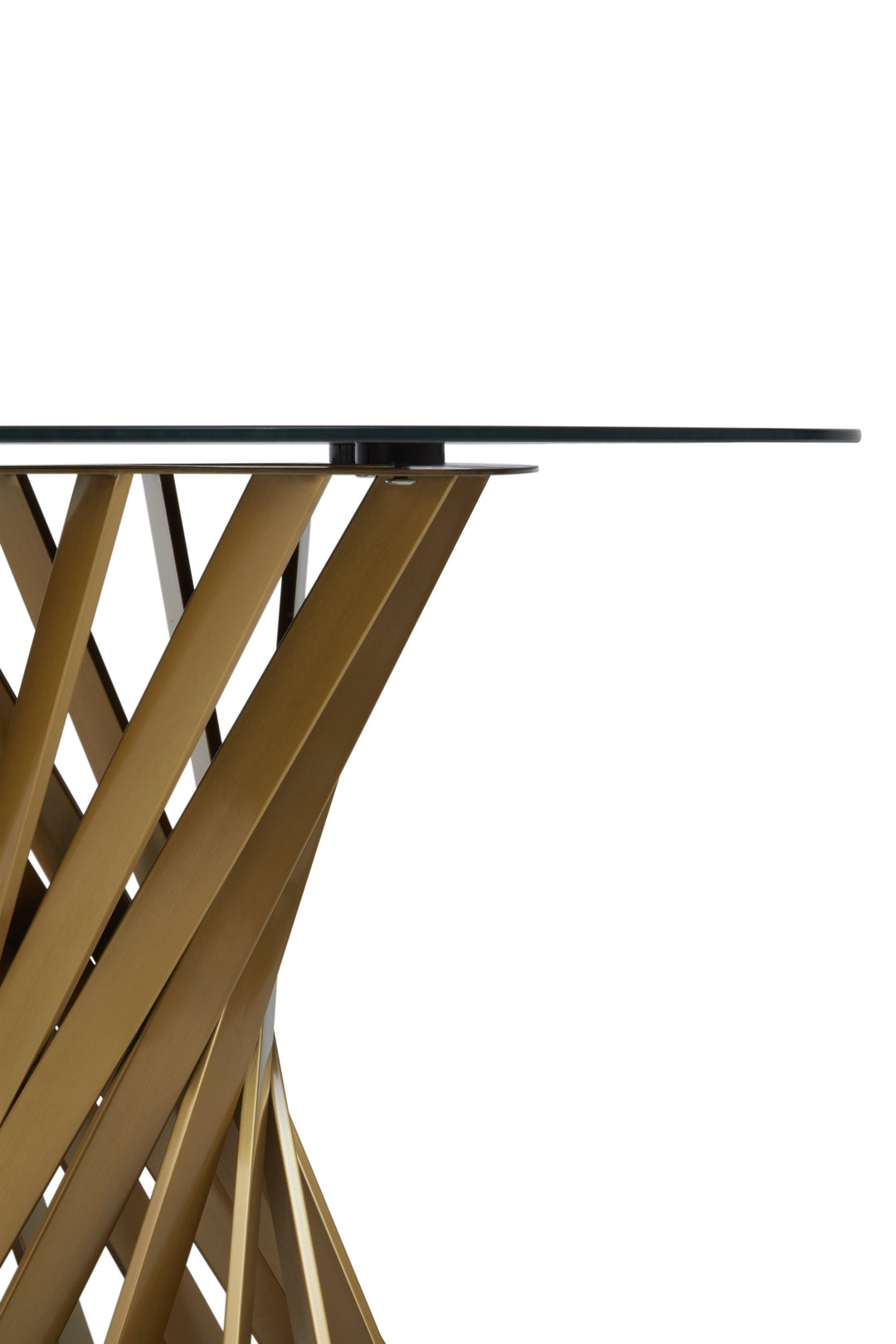 Anzio Dining Table with Black Glass Top and Gold Hourglass Base