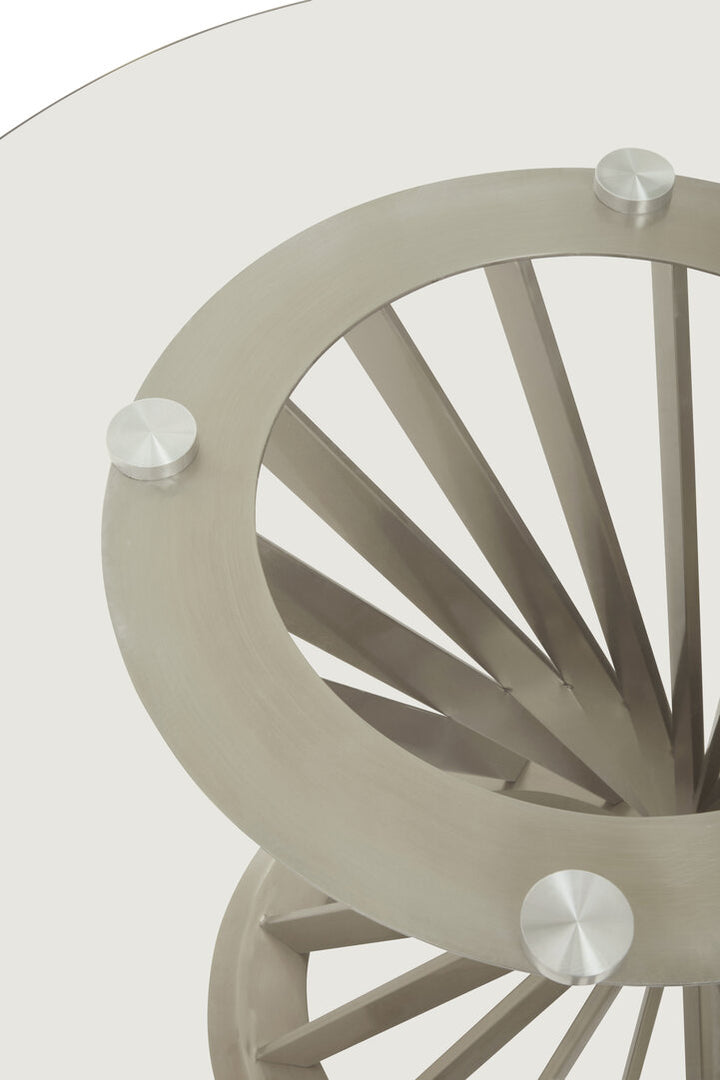 Pembroke Hourglass Dining Table – Clear Glass & Silver