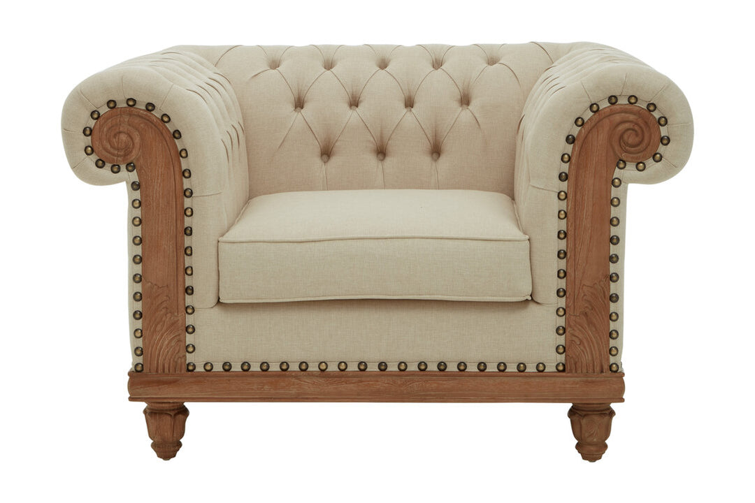 Terra Cream Upholstered Chesterfield Chair
