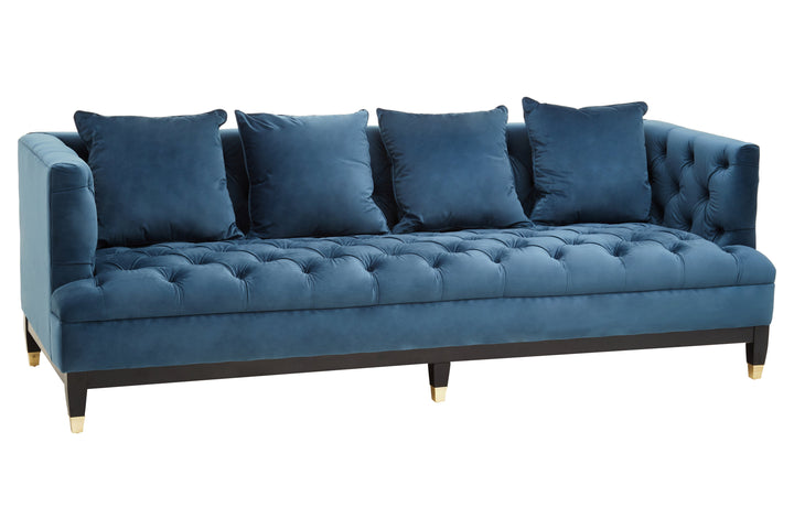 Sefira Three-Seater Navy Fabric Sofa
