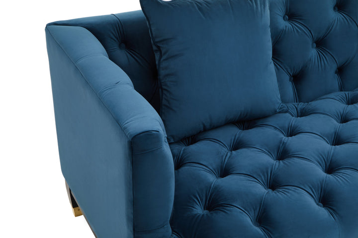 Sefira Two-Seater Navy Fabric Sofa