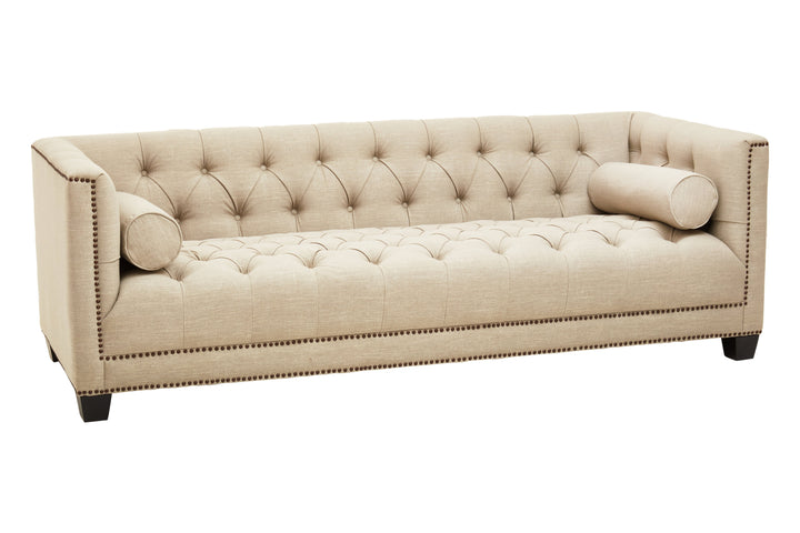 Surina Three-Seater Stone Fabric Sofa