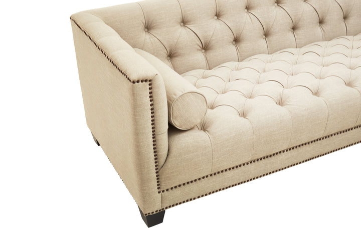 Surina Three-Seater Stone Fabric Sofa