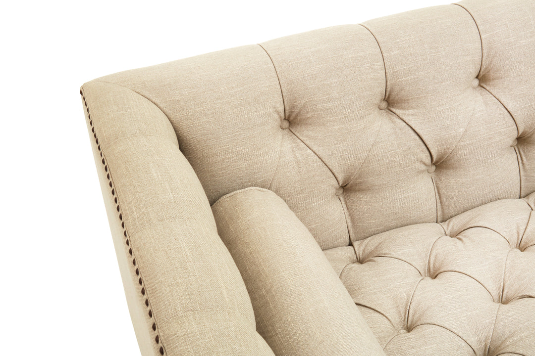 Surina Three-Seater Stone Fabric Sofa