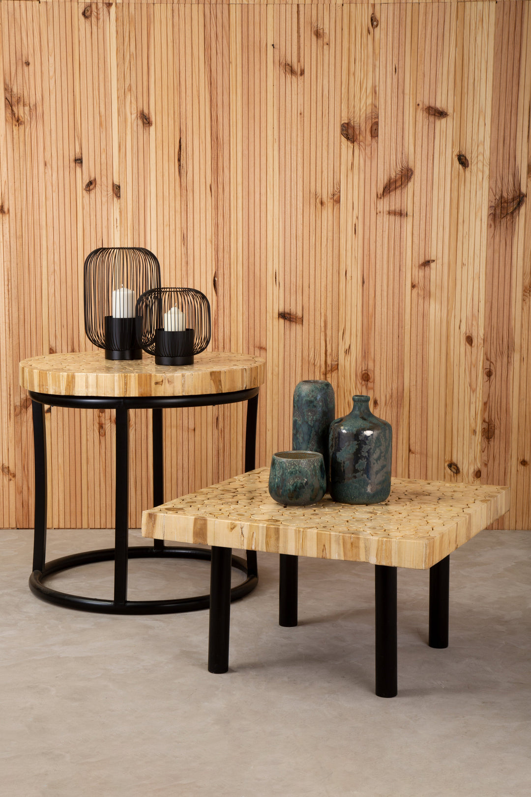 Malang Round Table with Iron Frame Base