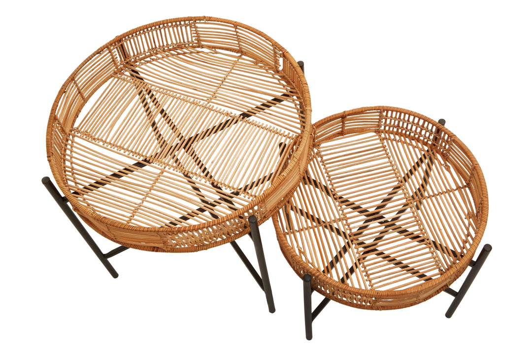 Batu Side Tables – Set of Two in Natural Rattan Finish