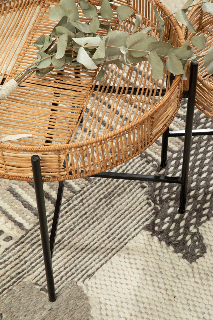 Batu Side Tables – Set of Two in Natural Rattan Finish