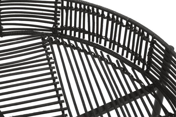 Batu Side Tables – Set of Two in Black Rattan Finish