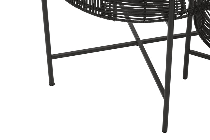 Batu Side Tables – Set of Two in Black Rattan Finish
