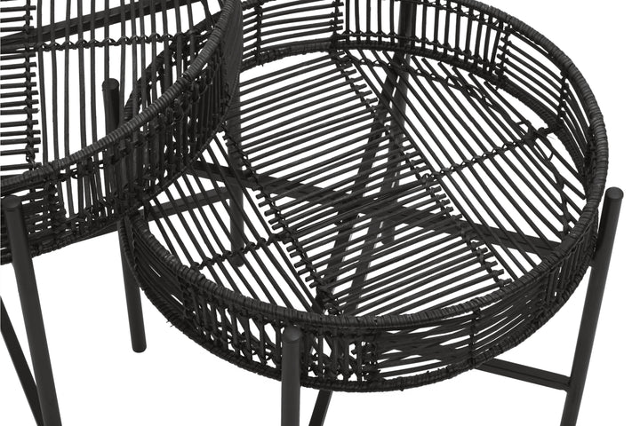 Batu Side Tables – Set of Two in Black Rattan Finish