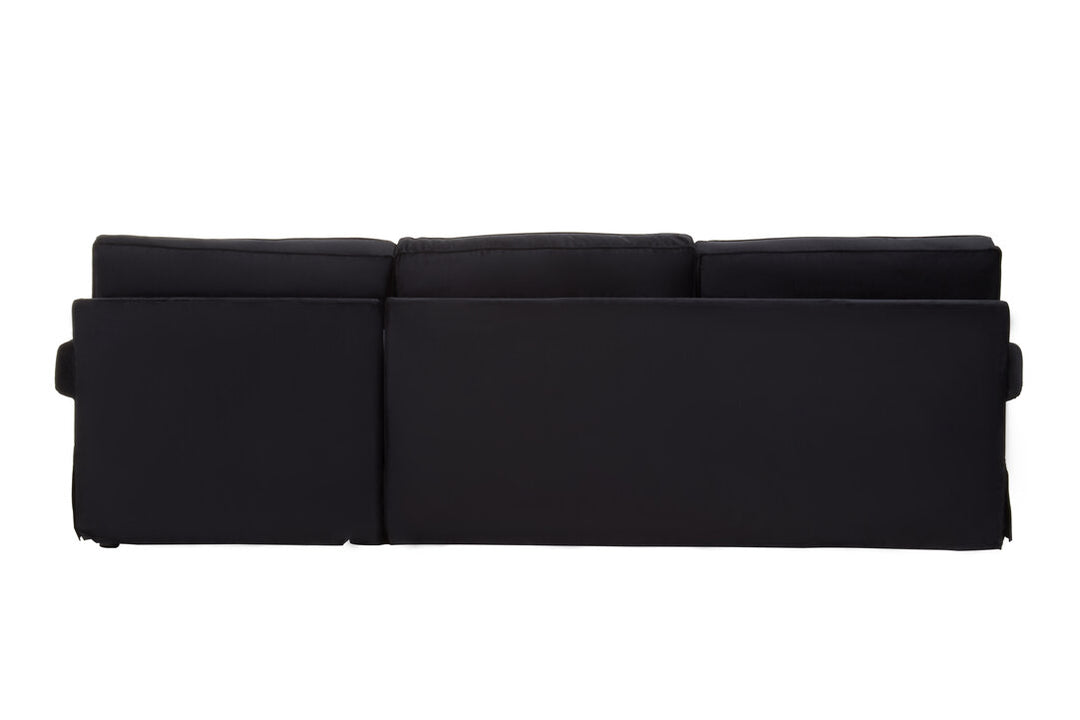Capri Three-Seater Black Velvet Chaise Sofa
