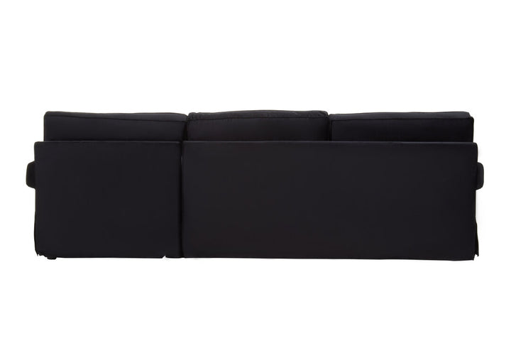 Capri Three-Seater Black Velvet Chaise Sofa