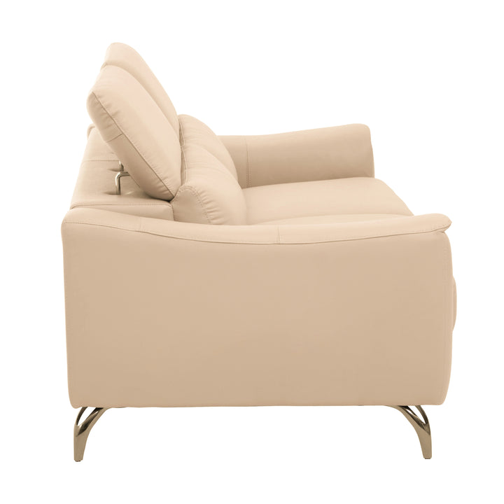 Padua Three-Seater Stone Leather Sofa