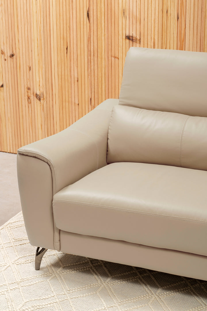 Padua Three-Seater Stone Leather Sofa