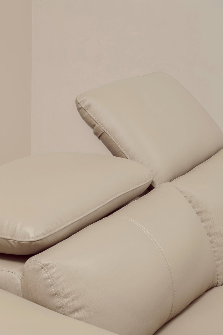 Padua Three-Seater Stone Leather Sofa