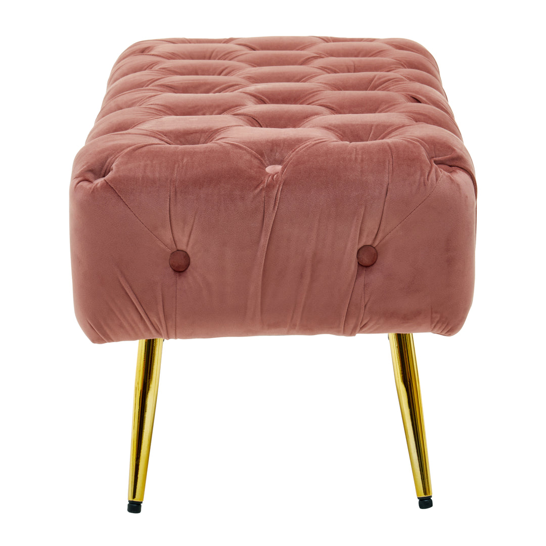 Tamra Soft Dusty Pink Velvet Bench with Gold Metal Legs