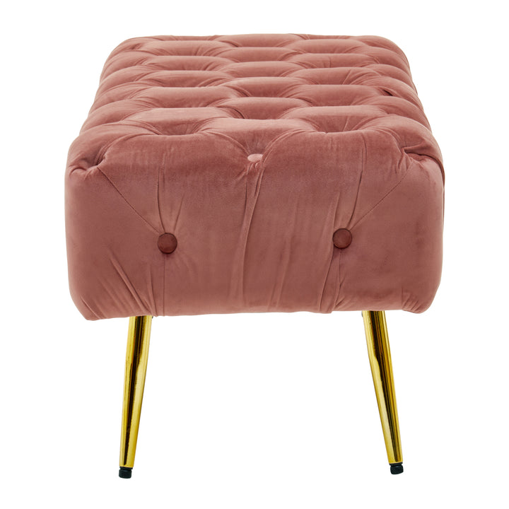 Tamra Soft Dusty Pink Velvet Bench with Gold Metal Legs