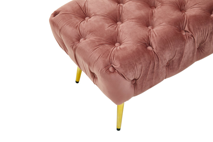 Tamra Soft Dusty Pink Velvet Bench with Gold Metal Legs