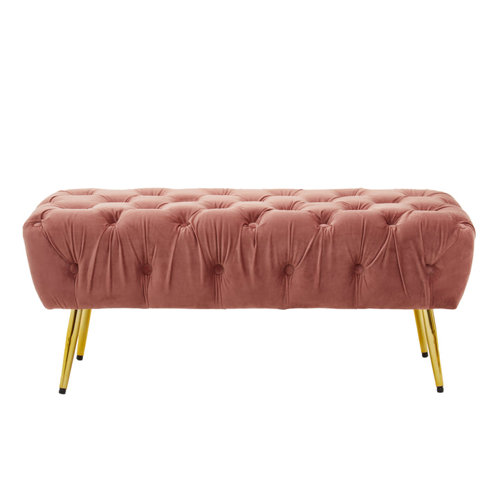 Tamra Soft Dusty Pink Velvet Bench with Gold Metal Legs