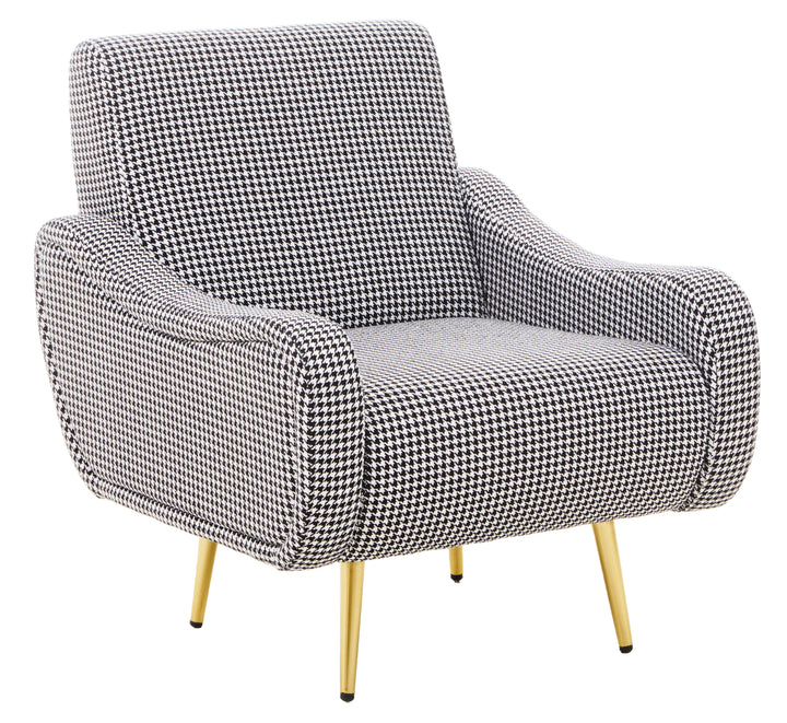 Holli Armchair in Black and White Checkered Upholstery