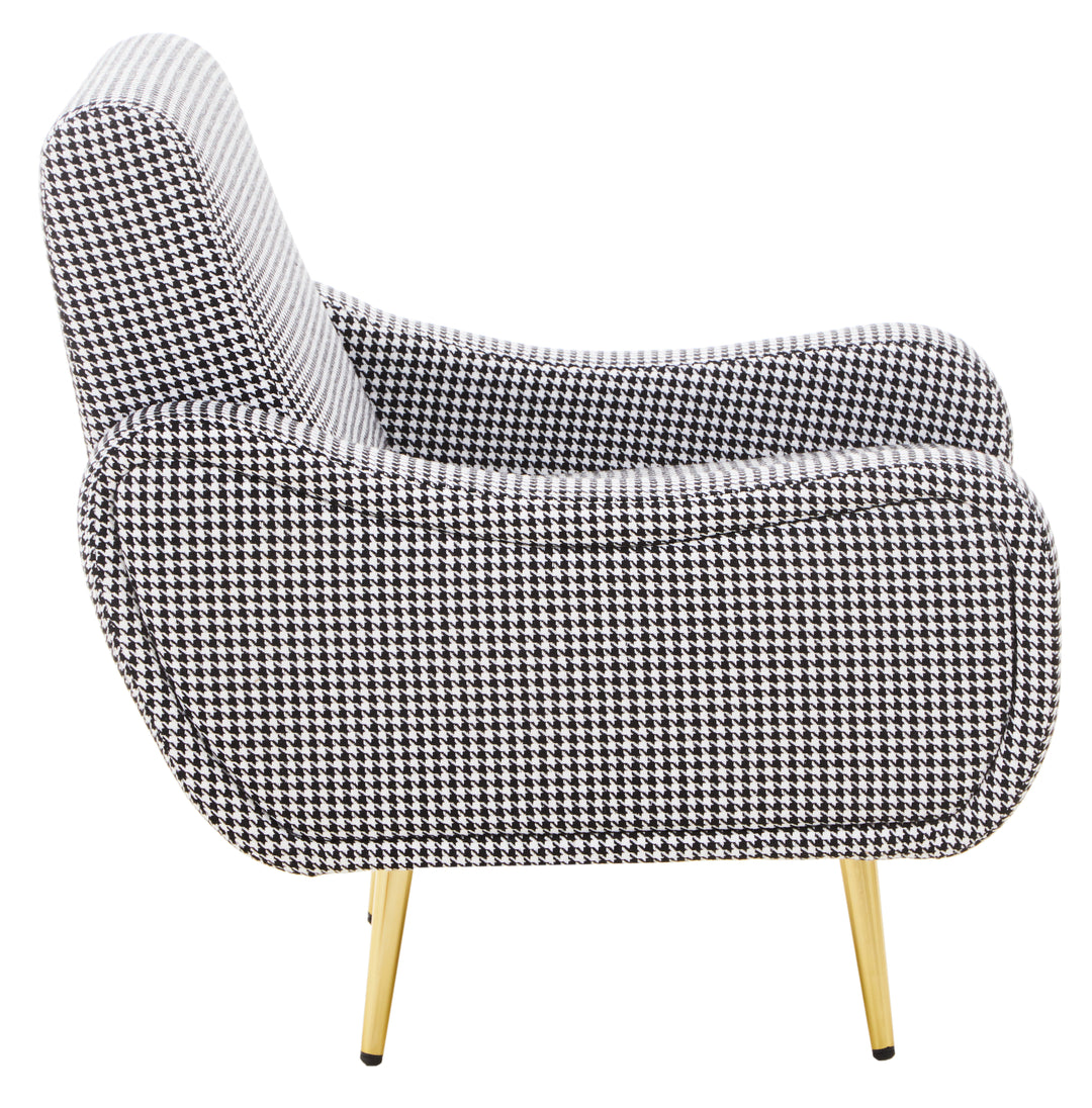 Holli Armchair in Black and White Checkered Upholstery