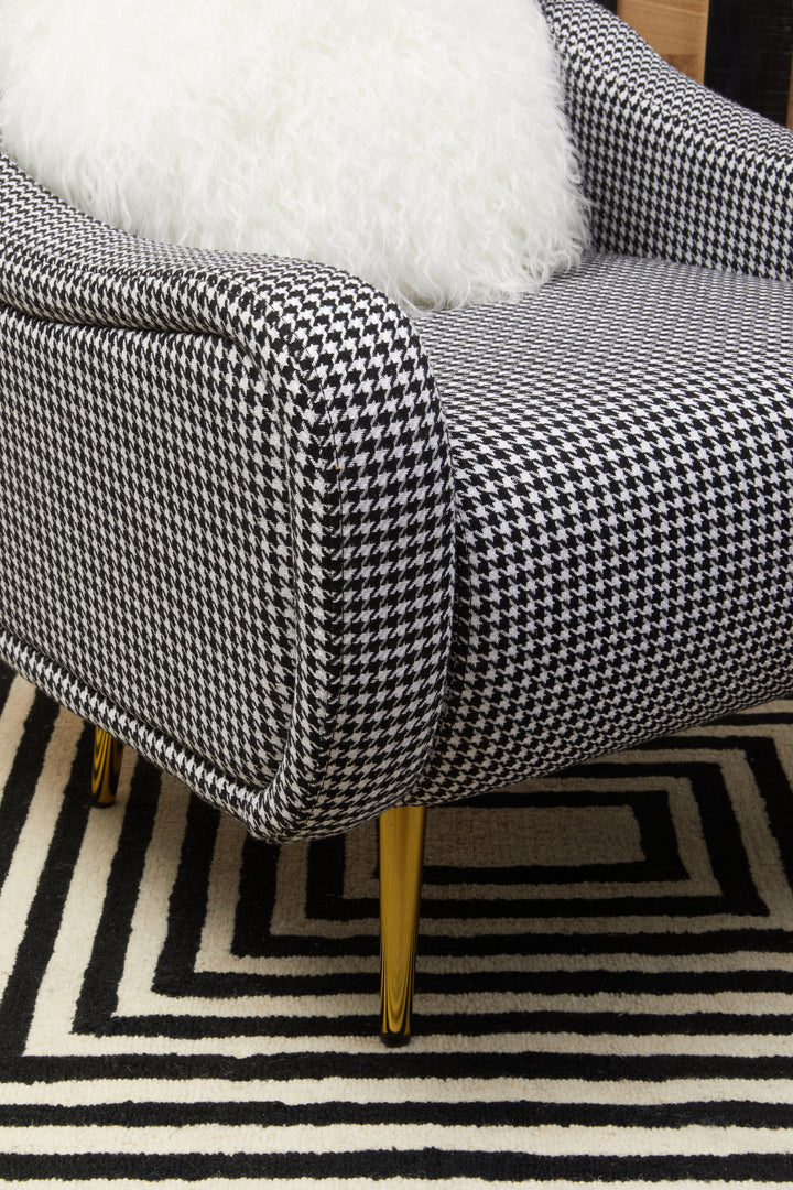 Holli Armchair in Black and White Checkered Upholstery