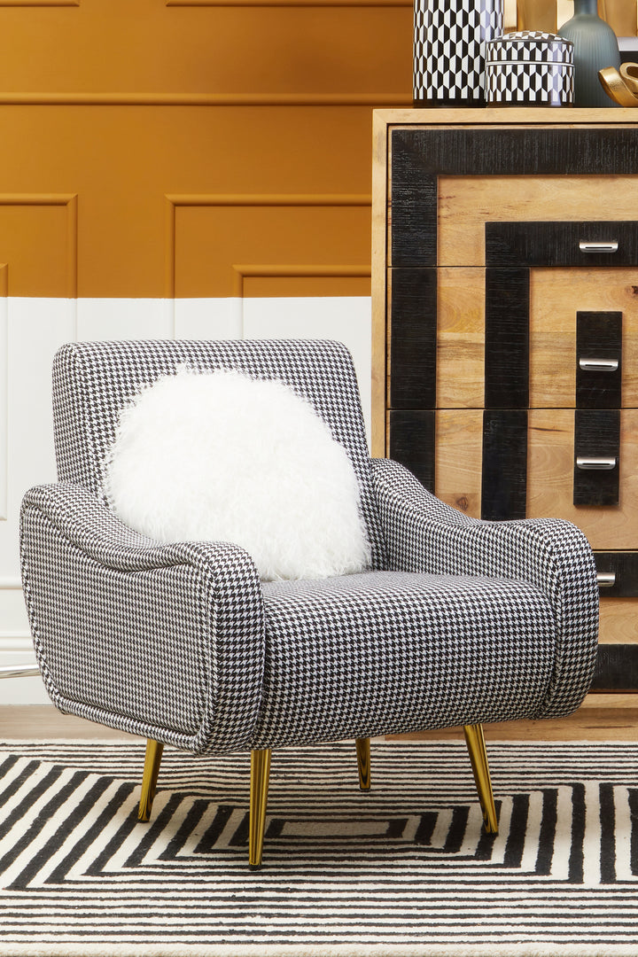 Holli Armchair in Black and White Checkered Upholstery