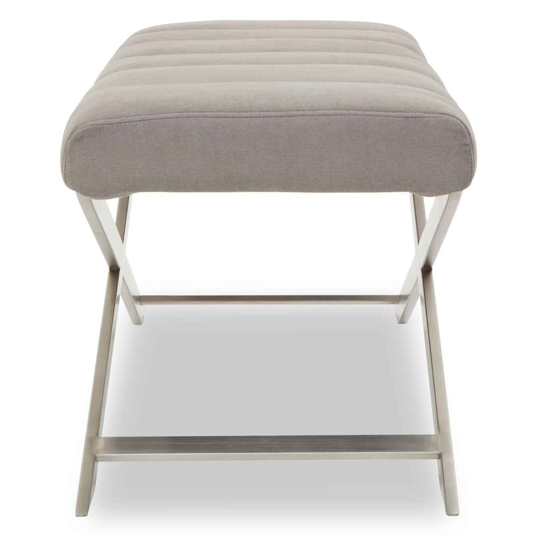 Gilden Upholstered Grey Bench with X-Frame Base