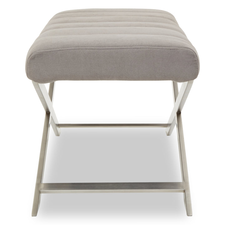 Gilden Upholstered Grey Bench with X-Frame Base