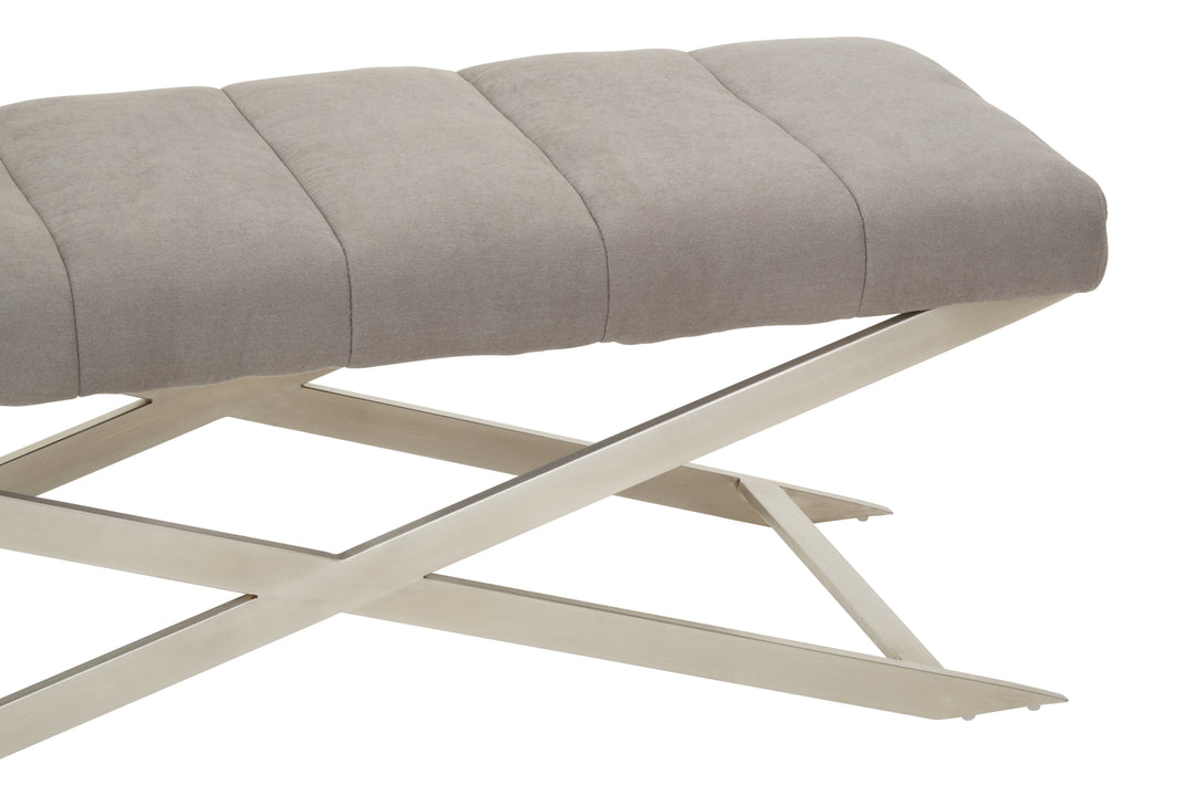 Gilden Upholstered Grey Bench with X-Frame Base