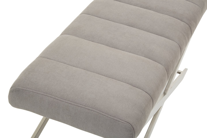 Gilden Upholstered Grey Bench with X-Frame Base