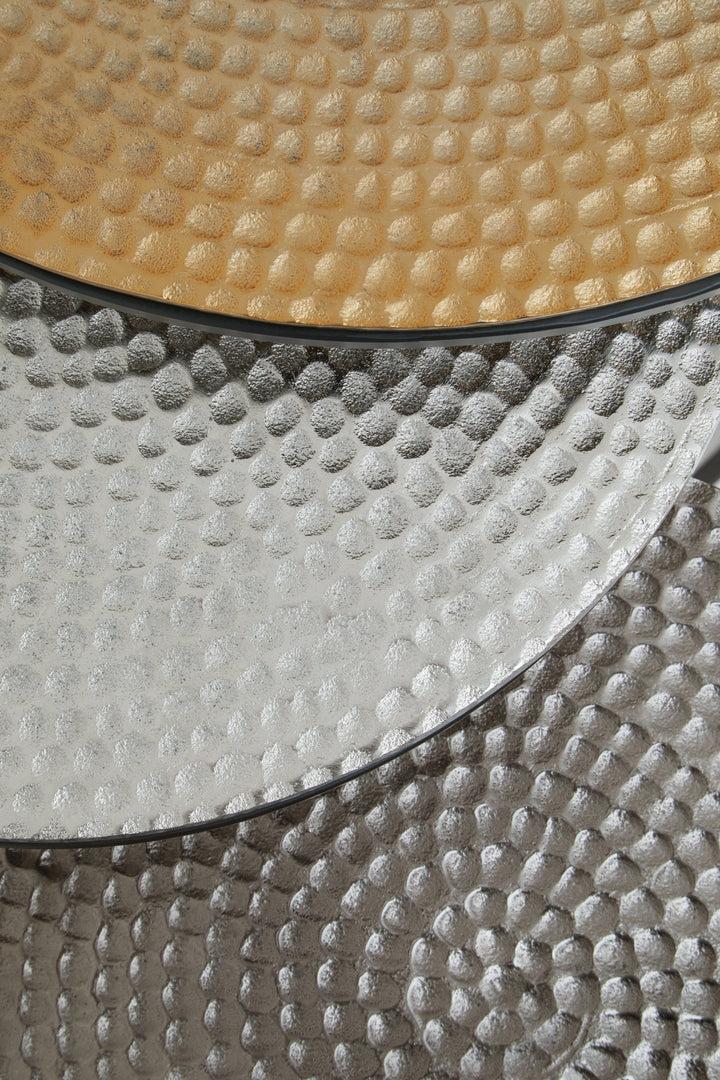 Elias Nest of Three Tables in Hammered Metal Finish