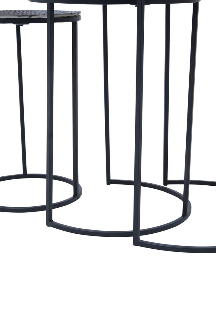 Calypso Hammered Metal Tables – Nest of Three