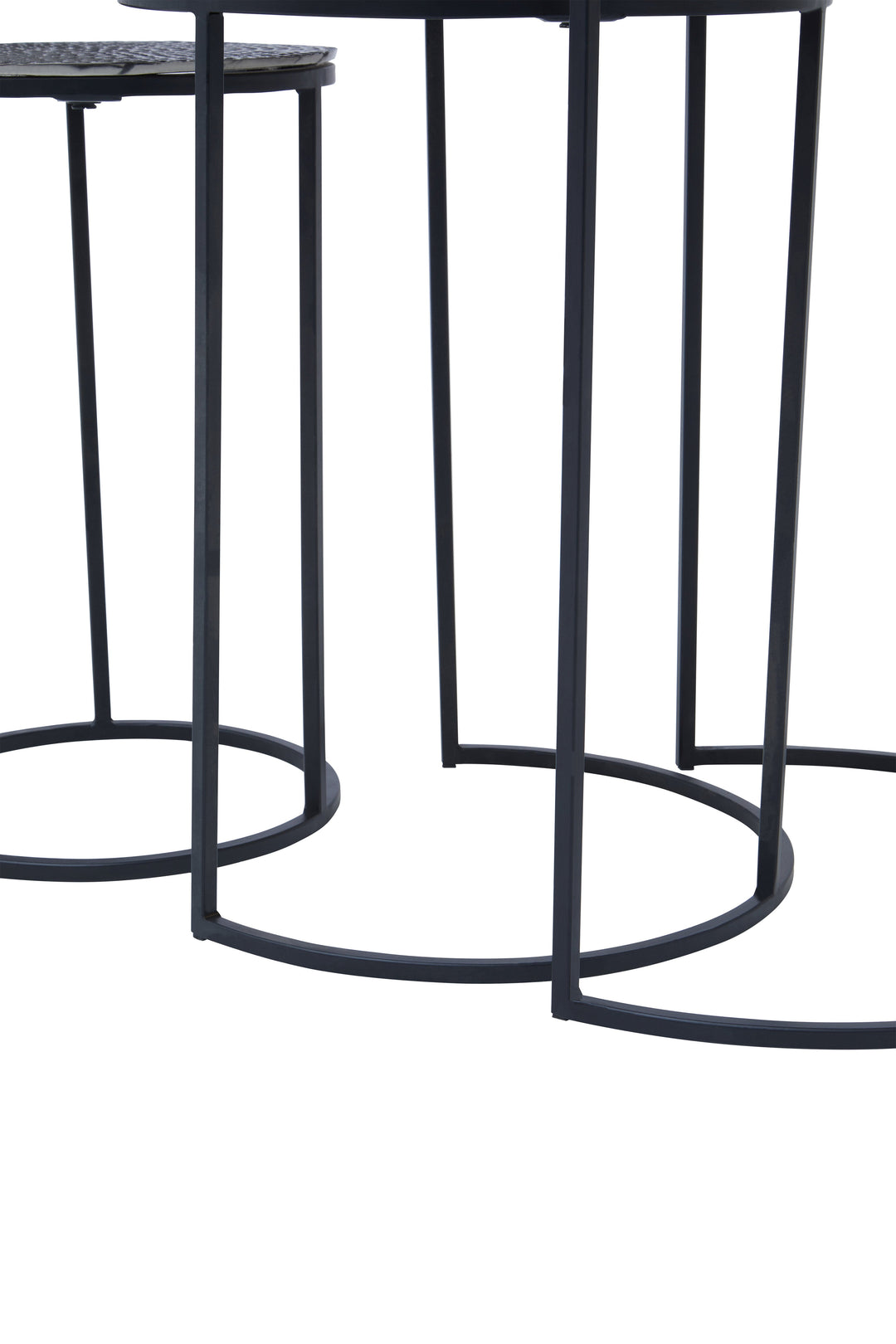 Elias Nest of Three Tables in Hammered Metal Finish