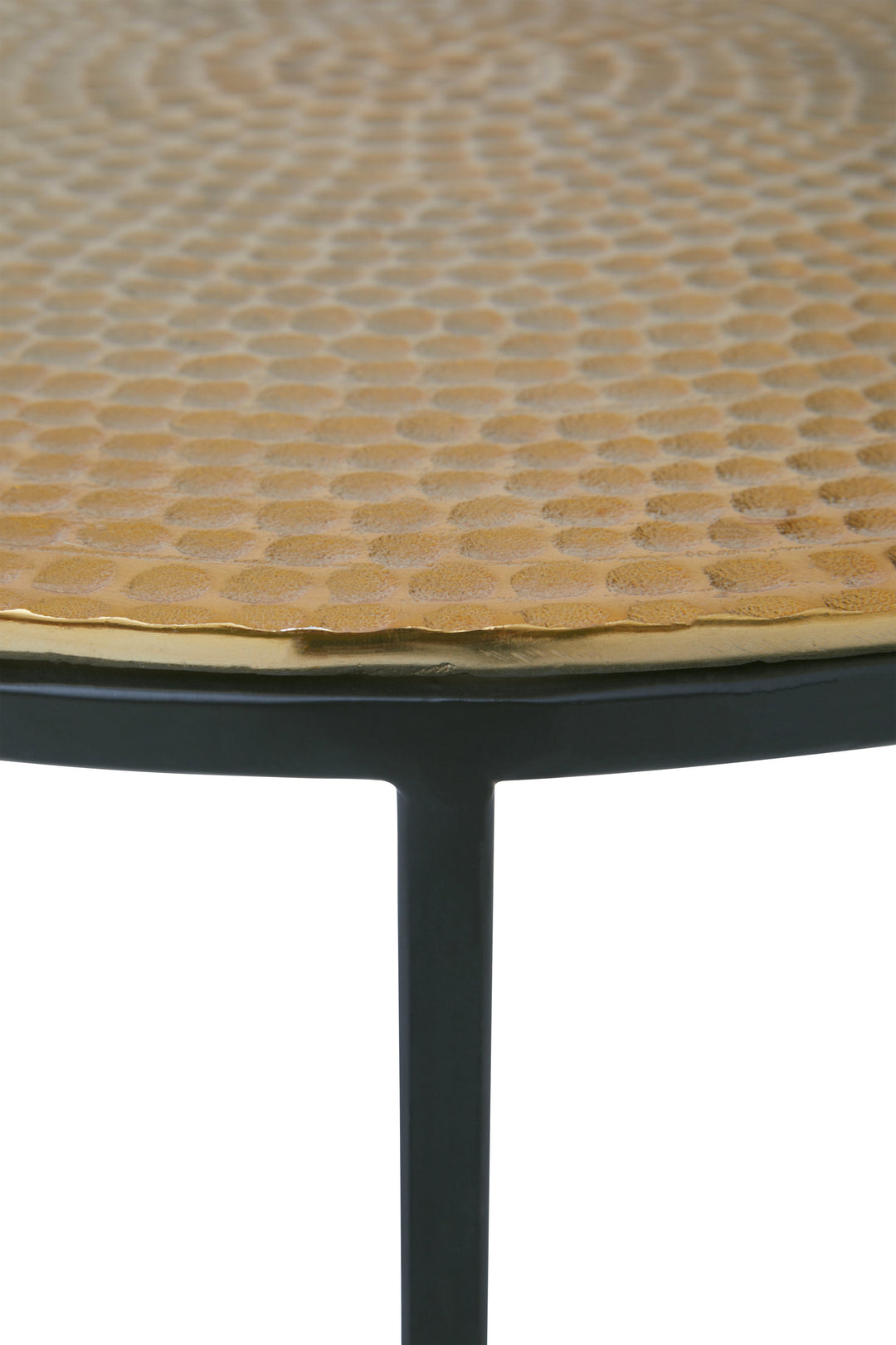 Elias Nest of Three Tables in Hammered Metal Finish