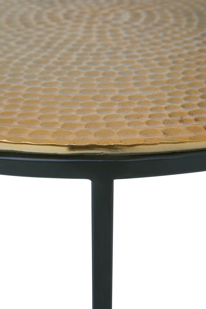 Elias Nest of Three Tables in Hammered Metal Finish