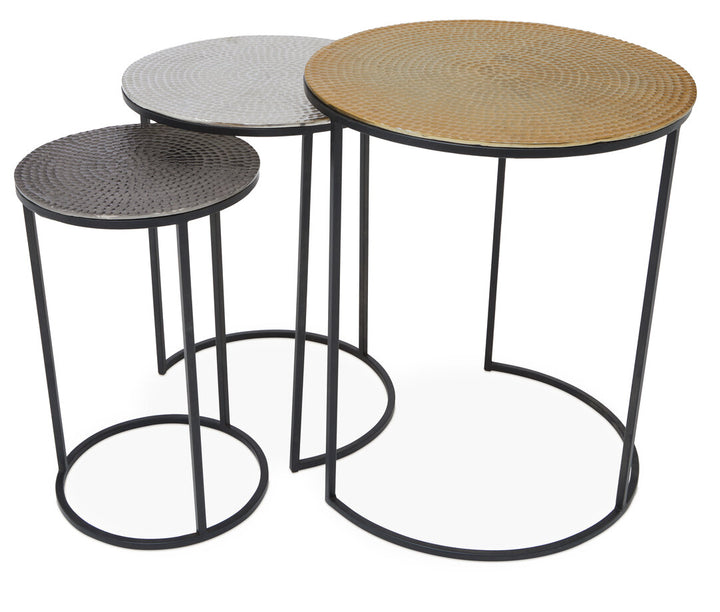 Calypso Hammered Metal Tables – Nest of Three