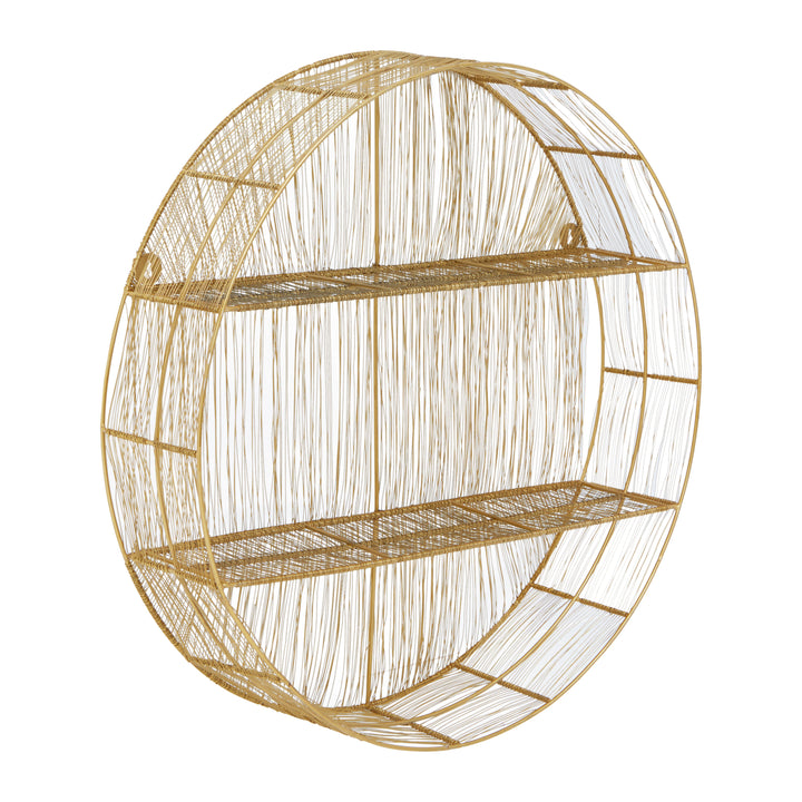 Enzo Round Wall Shelf in Gold Wire Frame