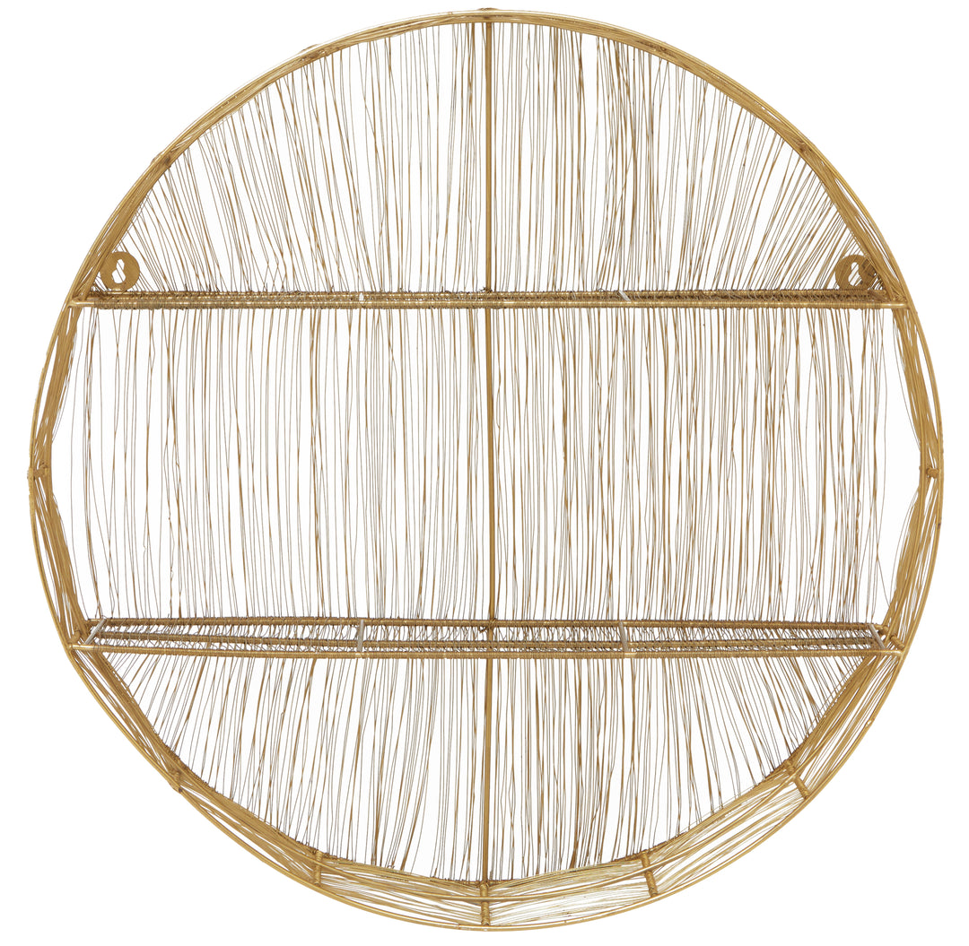 Enzo Round Wall Shelf in Gold Wire Frame