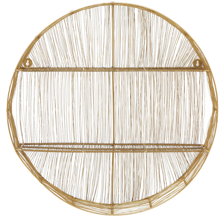 Enzo Round Wall Shelf in Gold Wire Frame