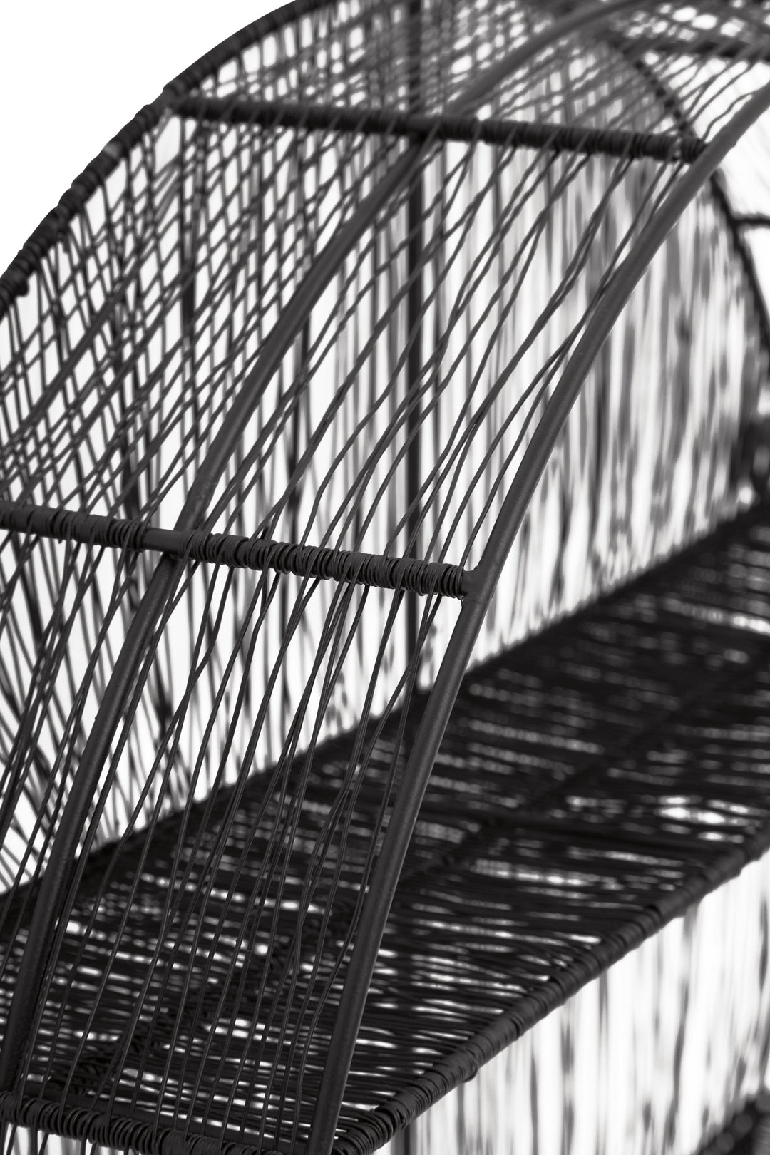 Enzo Round Wall Shelf in Black Wire Frame