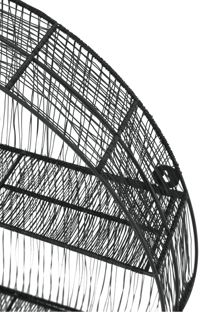 Enzo Round Wall Shelf in Black Wire Frame