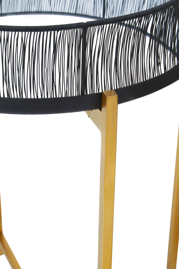 Enzo Side Tables – Set of Two with Black Wire Base and Gold Frame