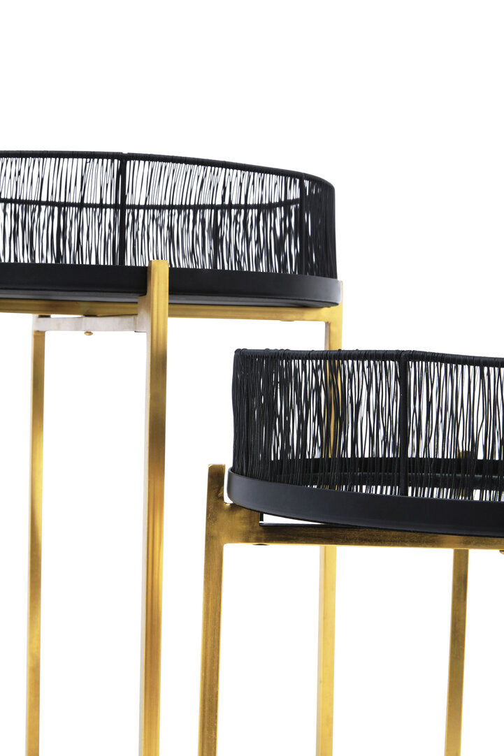 Deline Black Wire & Gold Frame Tables – Set of 2