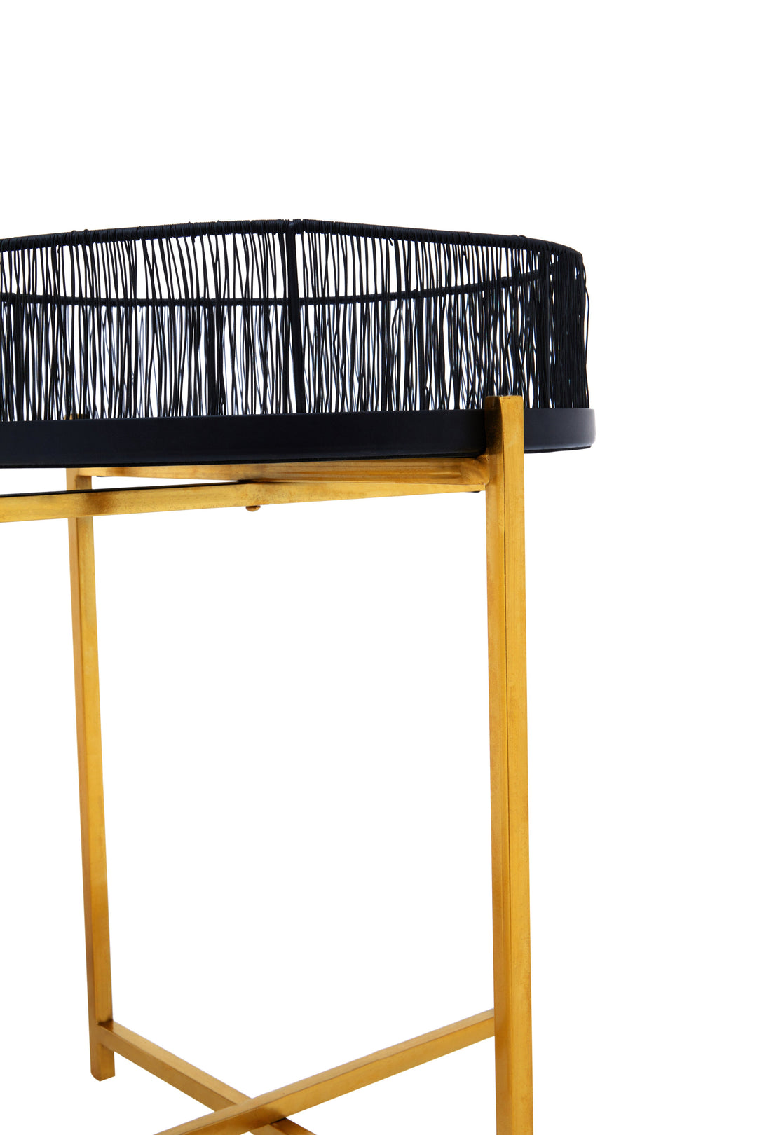 Enzo Side Tables – Set of Two with Black Wire Base and Gold Frame