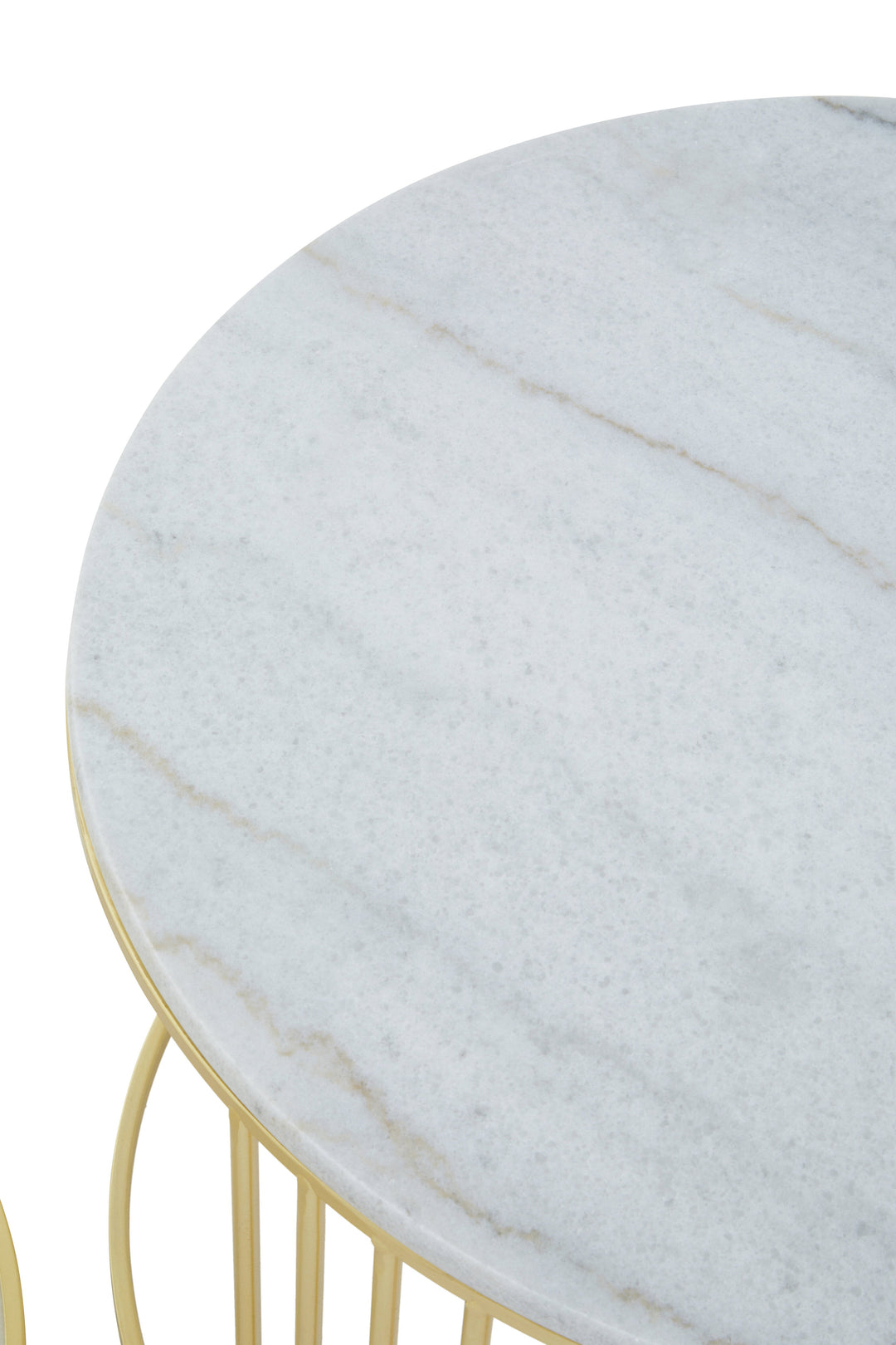 Jodie Tables – Set of Two with White Marble Top and Gold Frame