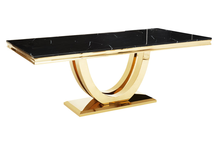 Moda Rectangular Dining Table in Black Marble Finish